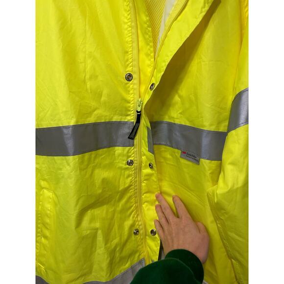 ANSI Class E Rain Jacket Yellow Collapsible Hood Scotchlite Reflective 107-2015‎ - Picture 4 of 7